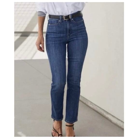 AYR The Super Straight Leg Vroom Vroom Dark Blue High Rise Denim Jeans Size 25